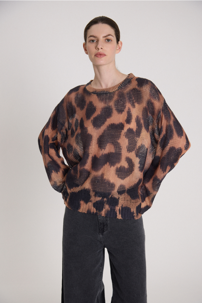 SWEATER LEOPARDO CAMEL