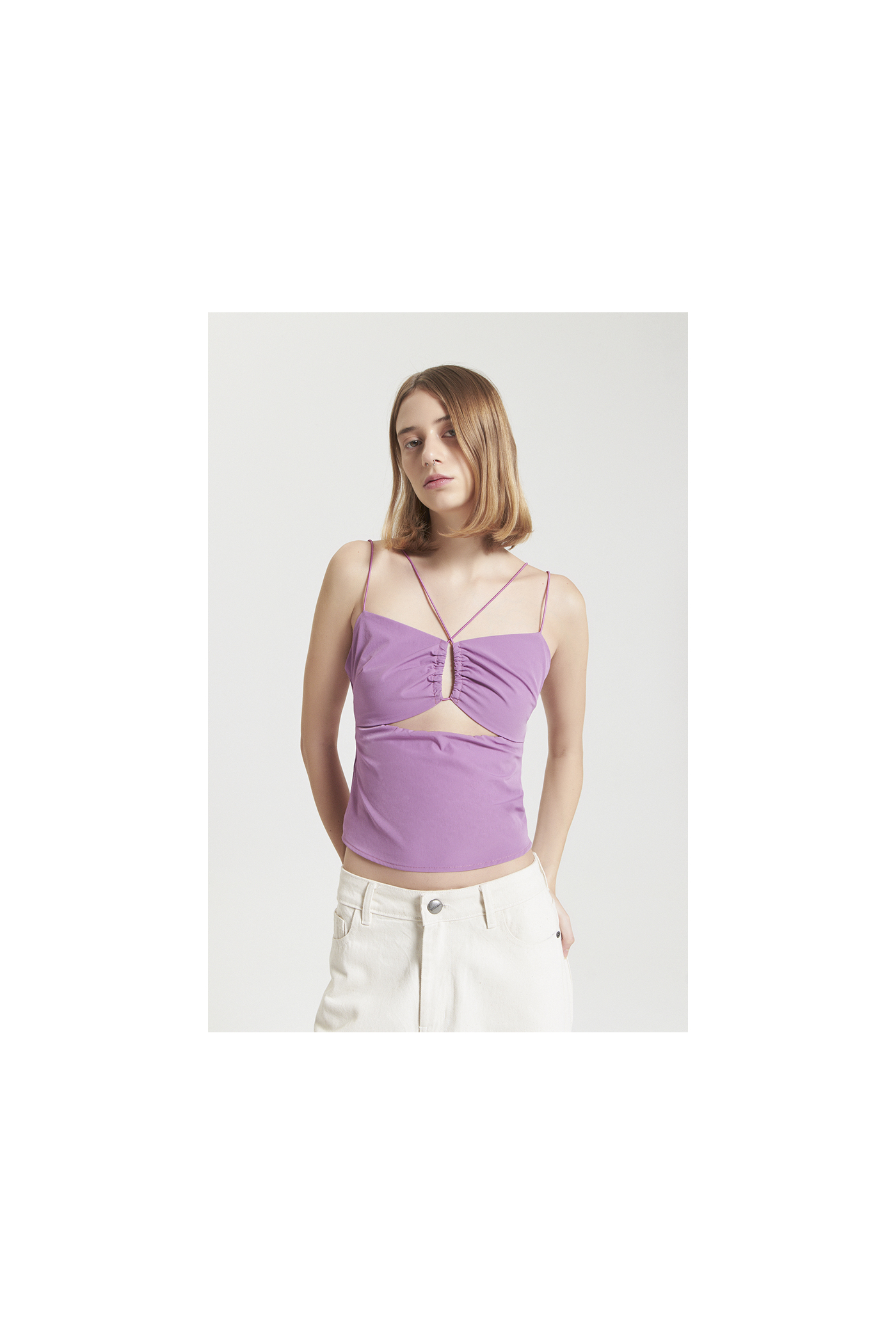 TOP STRAPLESS AGERATO ORQUIDEA