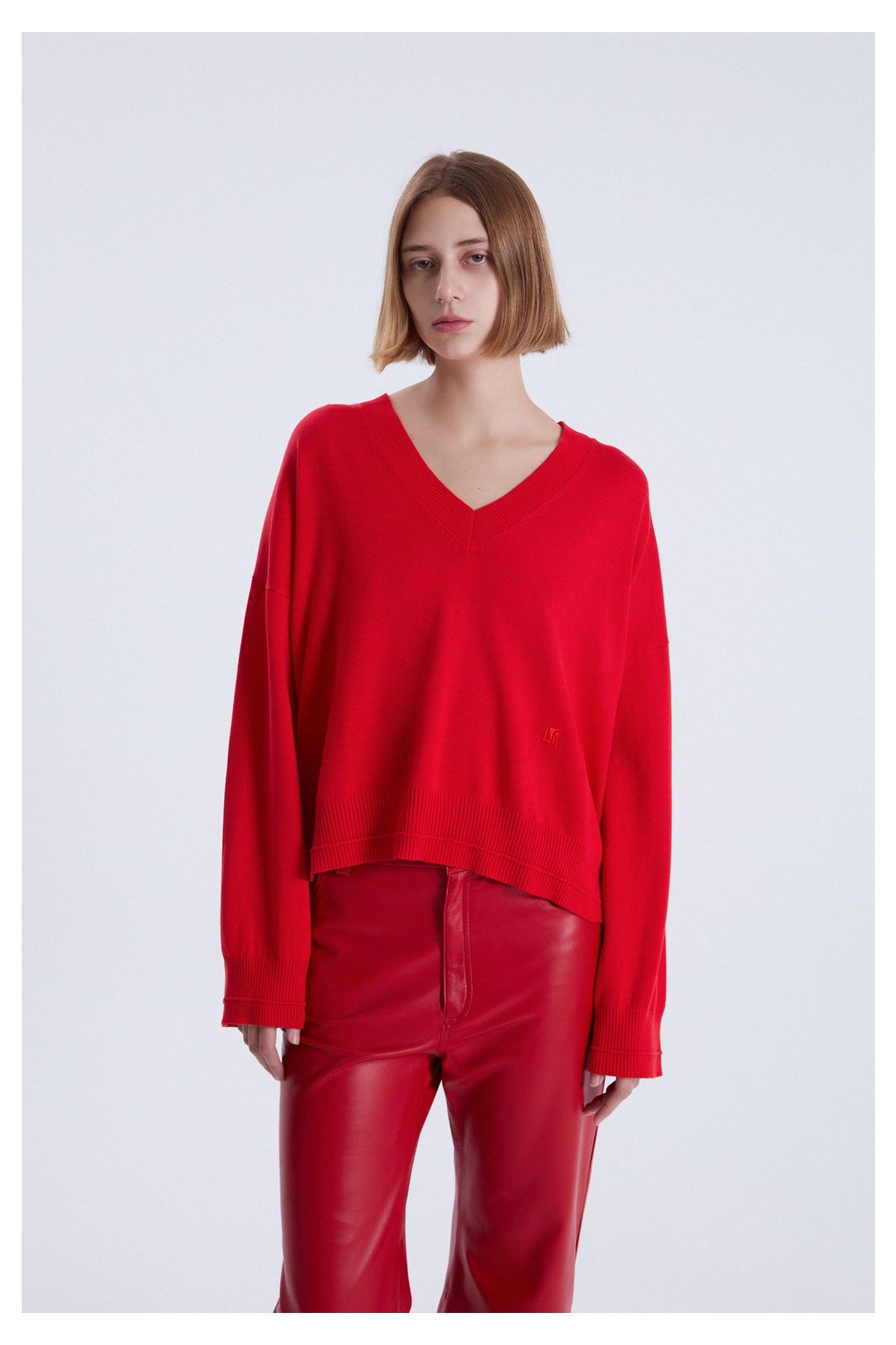 SWEATER V ALOE ROJO
